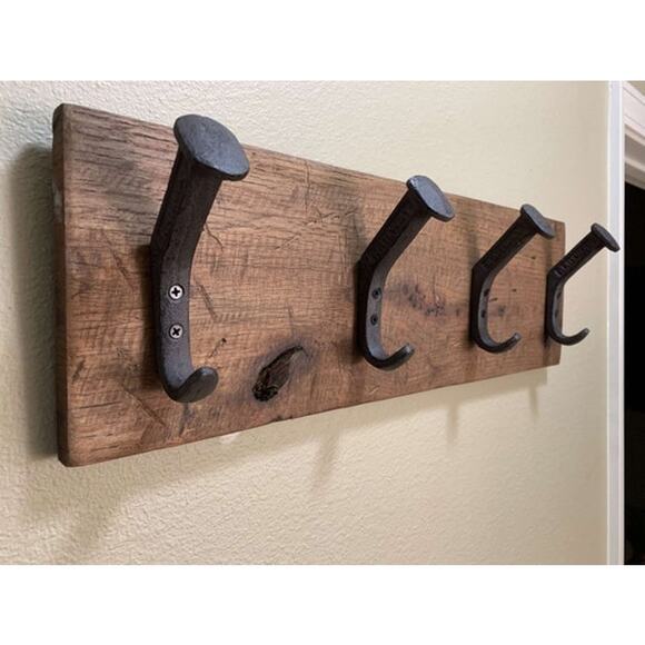 Handcrafted Rustic Farmhouse Wooden Hat Rack - 4 Hanger - Picture 1 of 6